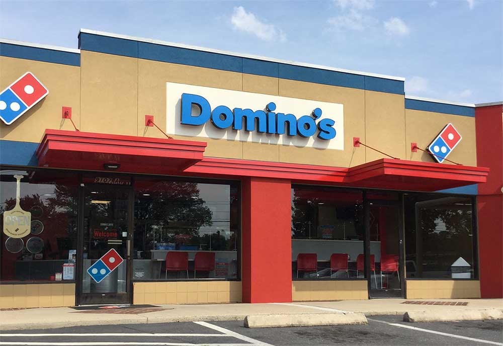 Canopies over Dominos entrance